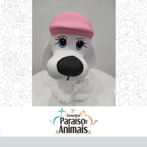 Urna Cãozinho Cerâmica Rosa